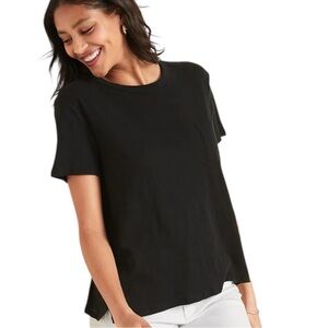 Old Navy Classic Black Loose Slub-Knit Easy Pocket T-Shirt Women's Top M